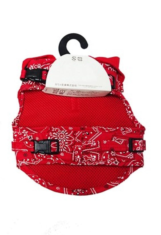 Kawano Sangyo ONAMAE 幾何拼布款式背帶，紅色，S碼 | 狗狗用品
