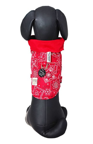 Kawano Sangyo ONAMAE 幾何拼布款式背帶，紅色，S碼 | 狗狗用品