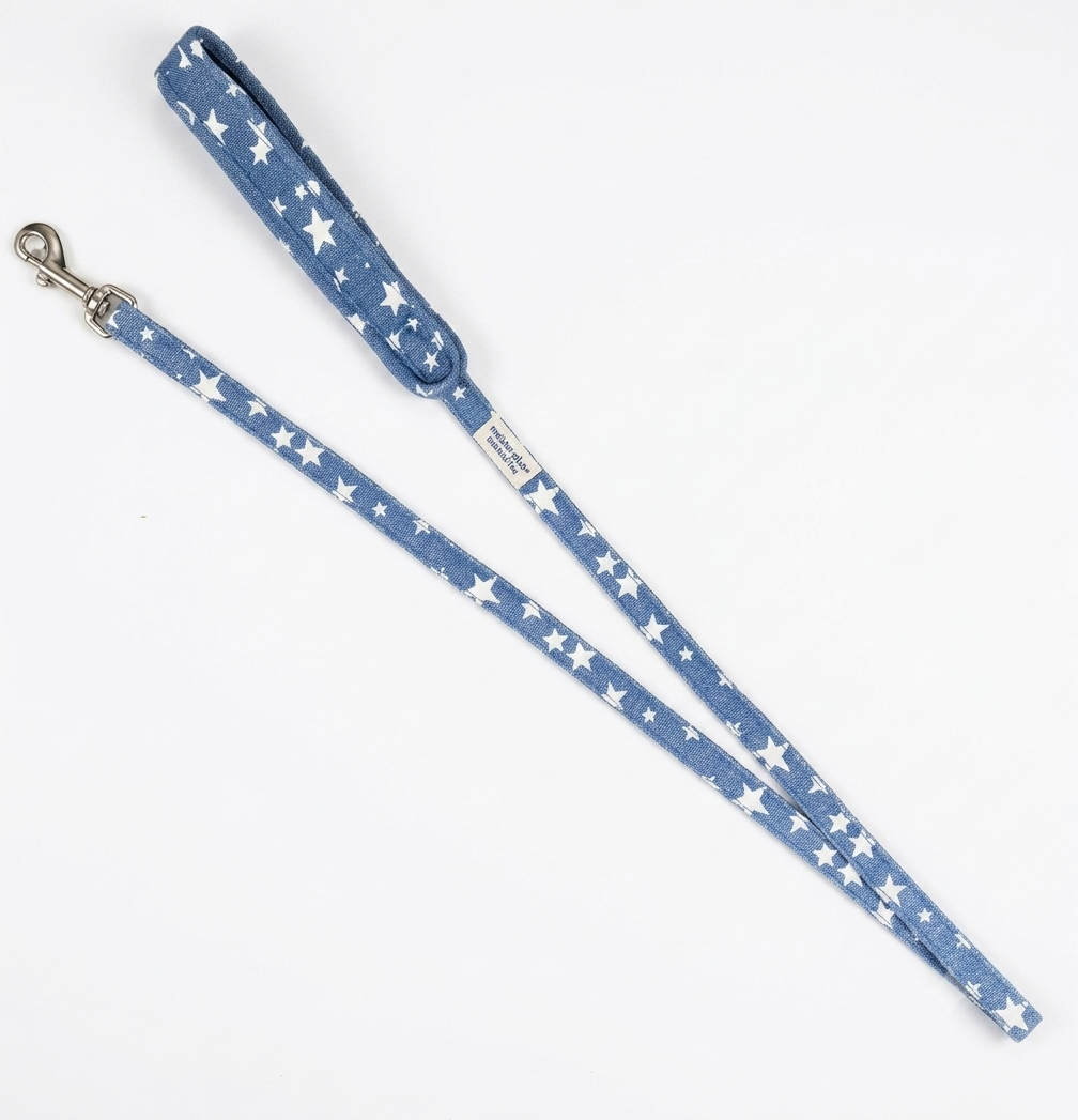 Kawano Sangyo ONAMAE Softie Lead Light Star 星星牛仔布款式拖帶 S碼 / M碼 | 狗狗用品